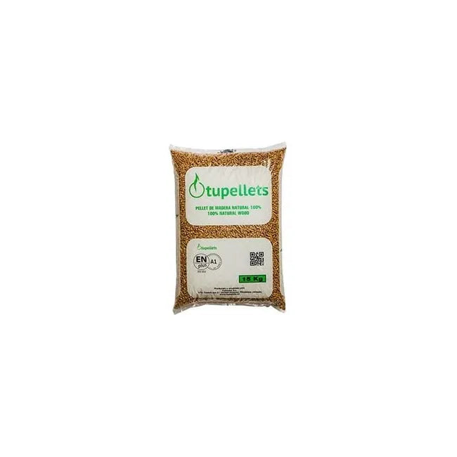 Pellet di legno 100% naturale per riscaldamento, 15 kg | 1 sacco da 15 kg | Combustibile ecologico | Energia rinnovabile