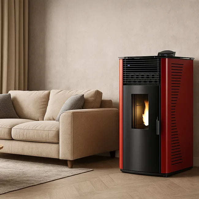Stufa a pellet ad aria Anita da 12 kW Sannover bordeaux - 2