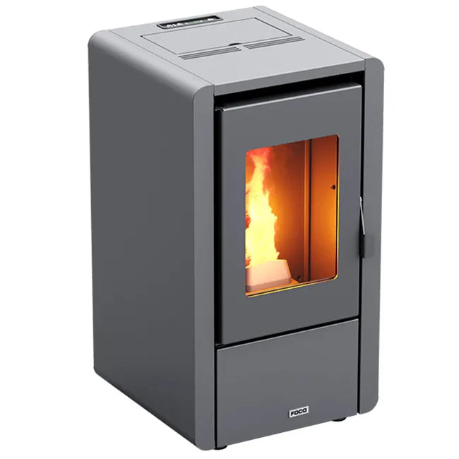 Stufa a pellet 6 kw ventilata "Petit" per ambienti moderni h 77 cm / Bianco - 3