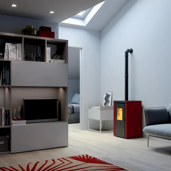 Stufa a pellet ventilata INVICTA Bassano 4.2 KW bordeaux - 2