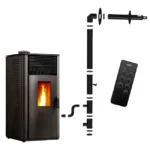 Stufa a pellet Anita 12 kW Nero Sannover + Kit di installazione completo